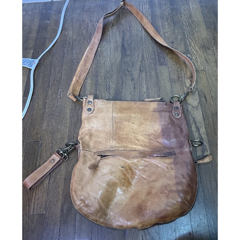 Bed Stu Tahiti Leather Crossbody Purse distressed rustic brown Hobo Boho Western